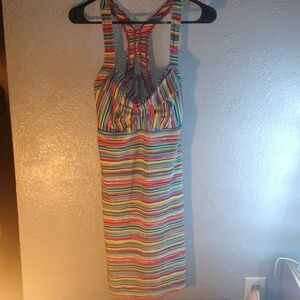 Colorful Striped Athletic/Swim Midi Dress Athleta S
